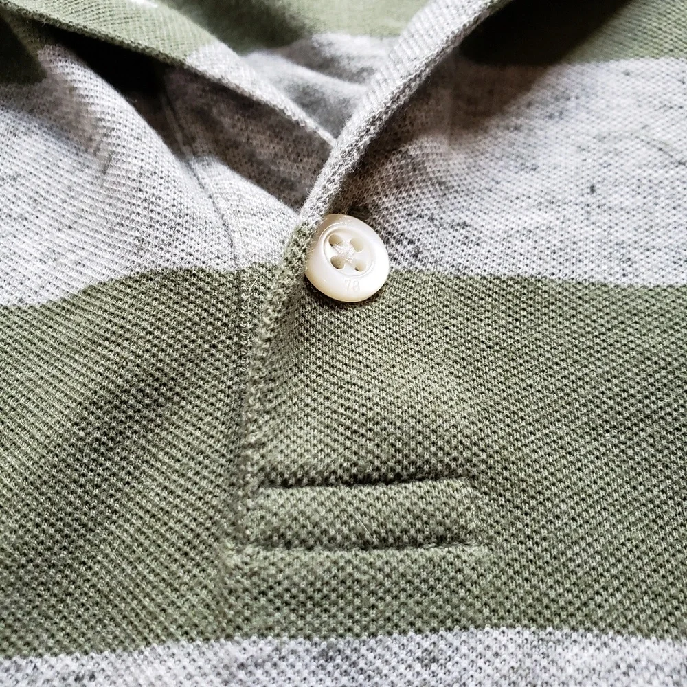 Slim fit polo- green and gray stripe